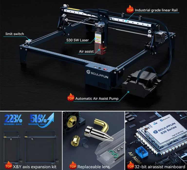 Cabezal Laser Sculpfun S9 Con Kit Instalacion